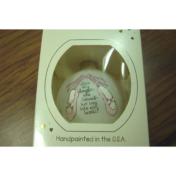 HANDPAINTED ORNAMENT BY TERESA THIBAULT-BALLERINA DAUGHTER-HEART GIFTS - Picture 2 of 5